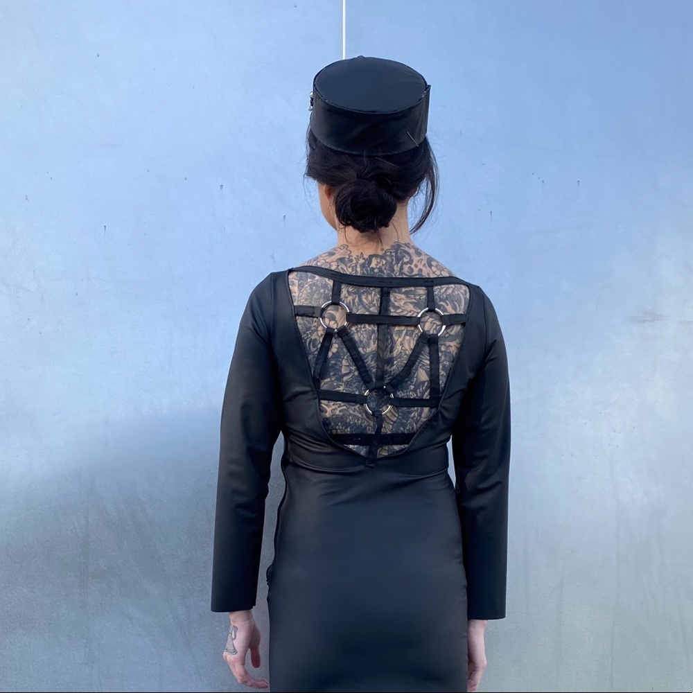 Black Faux Leather Mini Dress